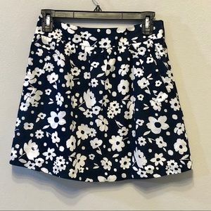 Retro Navy Blue Floral Mini Skirt